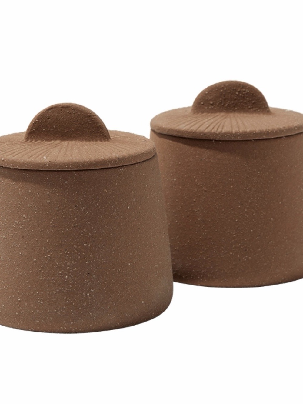 Citrine Textured Brown Stoneware Lidded Spice Jars - Set of 2
